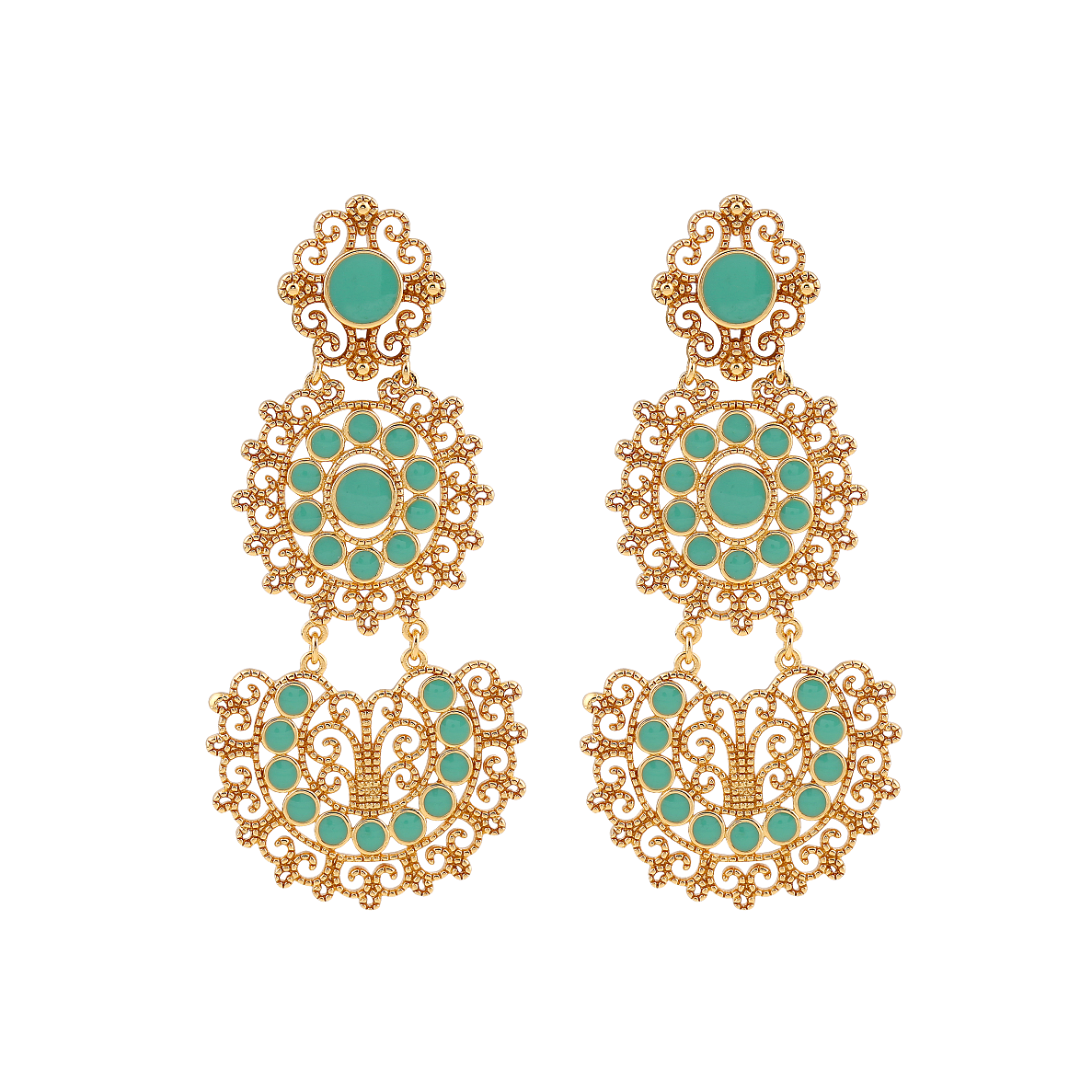 Cajoy Ohrhäänger Ornament Gold Türkis 13132256