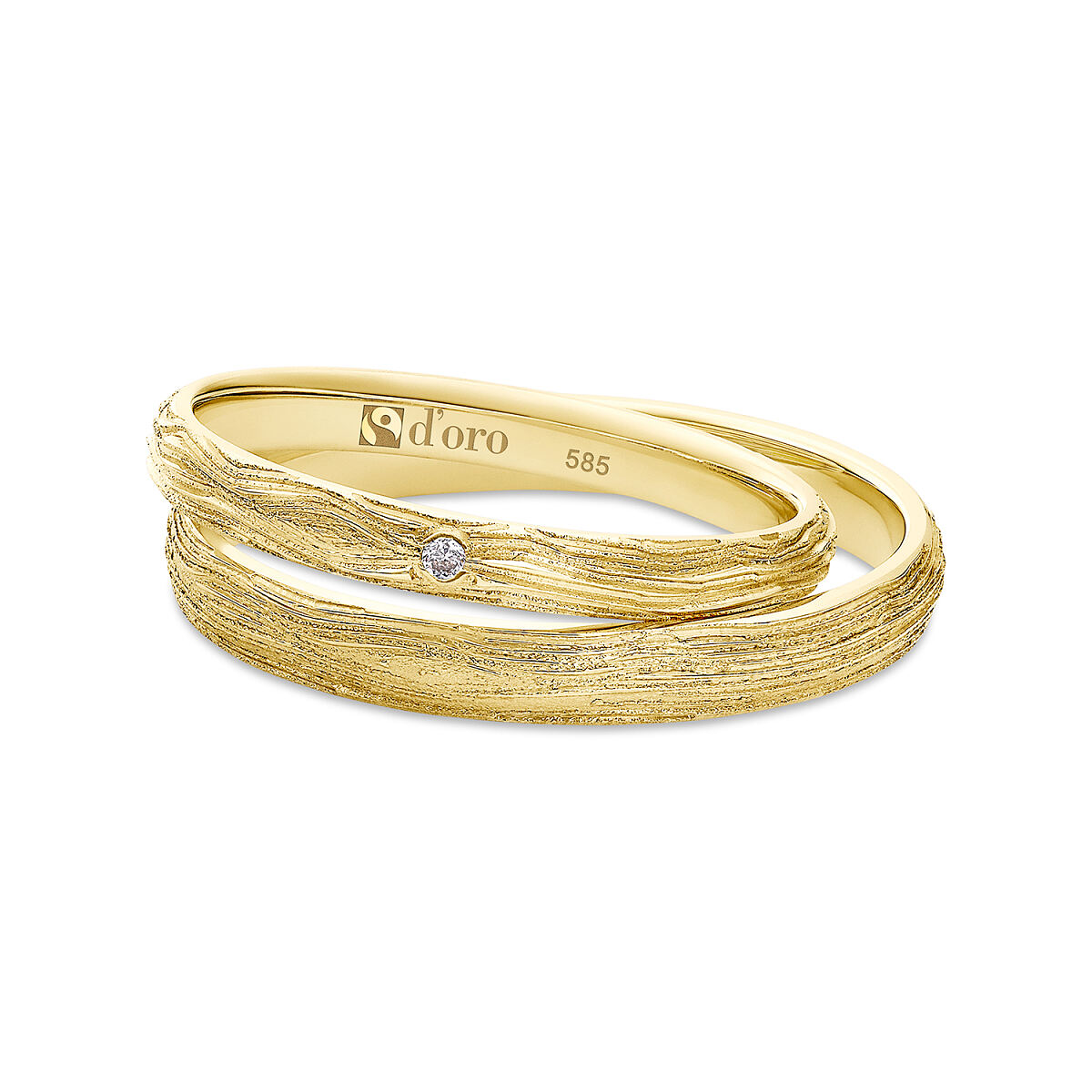 DJ Ehering, Fair Trade Gold 585, Breite 2,5mm, Stärke 1,4mm, Baumrinde, 209022_1b