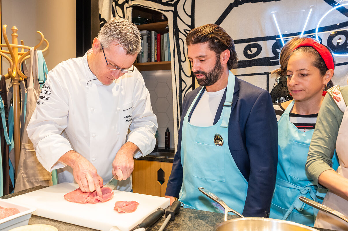 VOSSEN Flavour & Flair Kollektionslaunch v.l.n.r. Markus Brunner, Dominik Heinrich, Caroline Athanasiadis