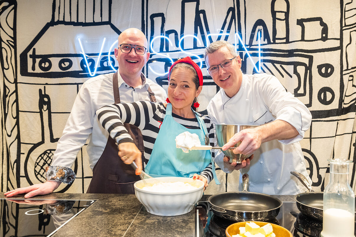 VOSSEN Flavour & Flair Kollektionslaunch MarcoTalasz (GF Vossen), Caroline Athanasiadis, Markus Brunner (Figlmüller)