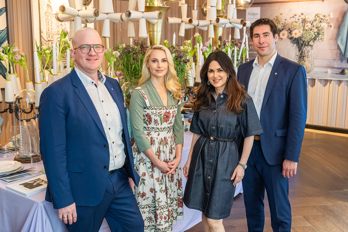 VOSSEN Flavour & Flair Kollektionslaunch Marco Talasz (GF Vossen), Silvia Schneider, Viktoria Lauterbach, Michael Unger (GF Vossen)