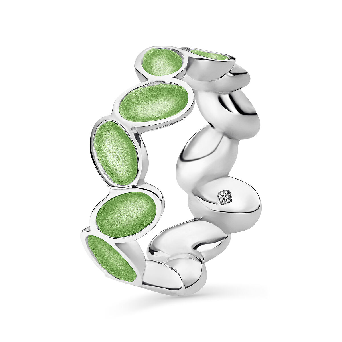 ESbD_FARBENFROH_ Ring Sterlingsilber mit Emaille hellgrün