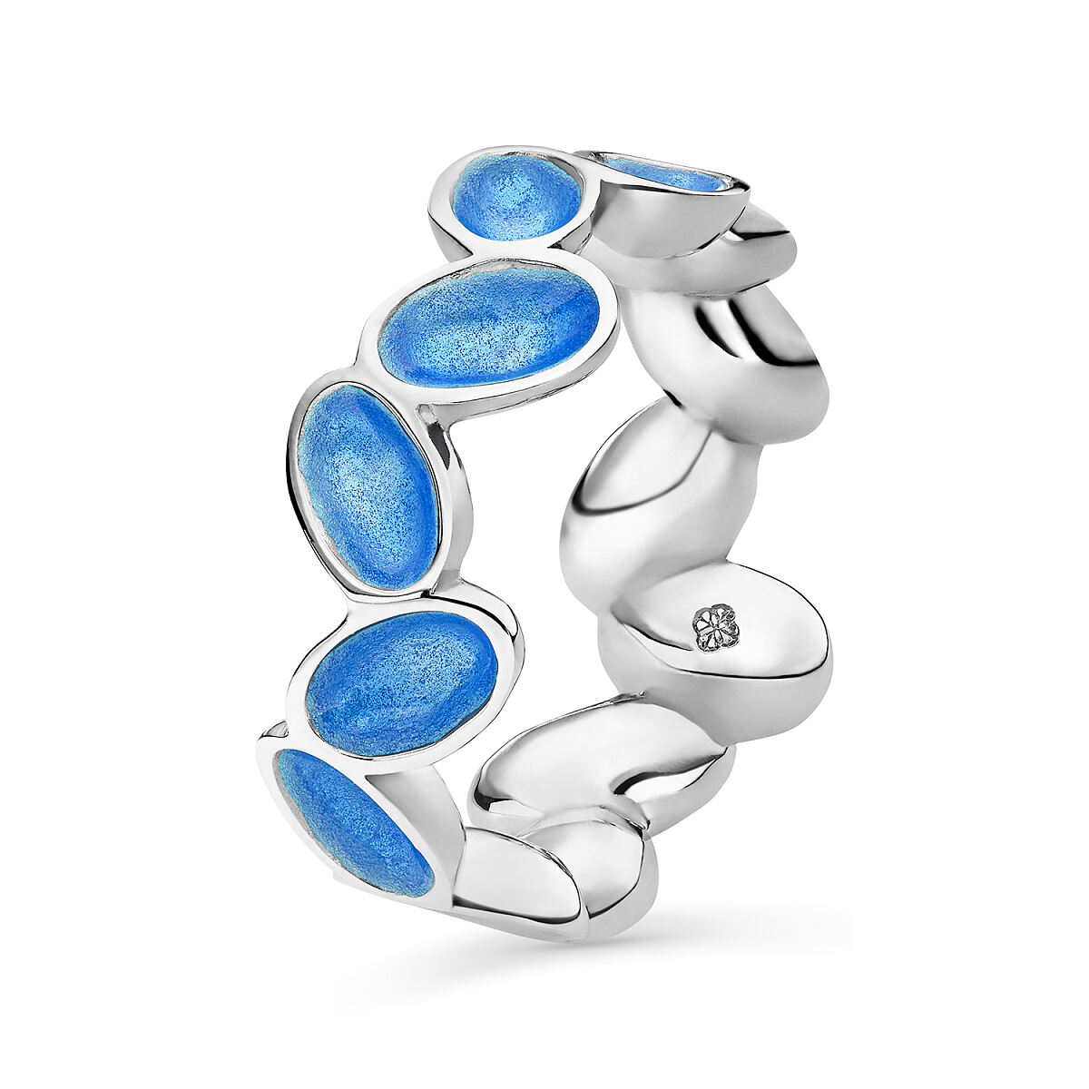 ESbD FARBENFROH_ Ring Sterlingsilber mit Emaille helllblau 