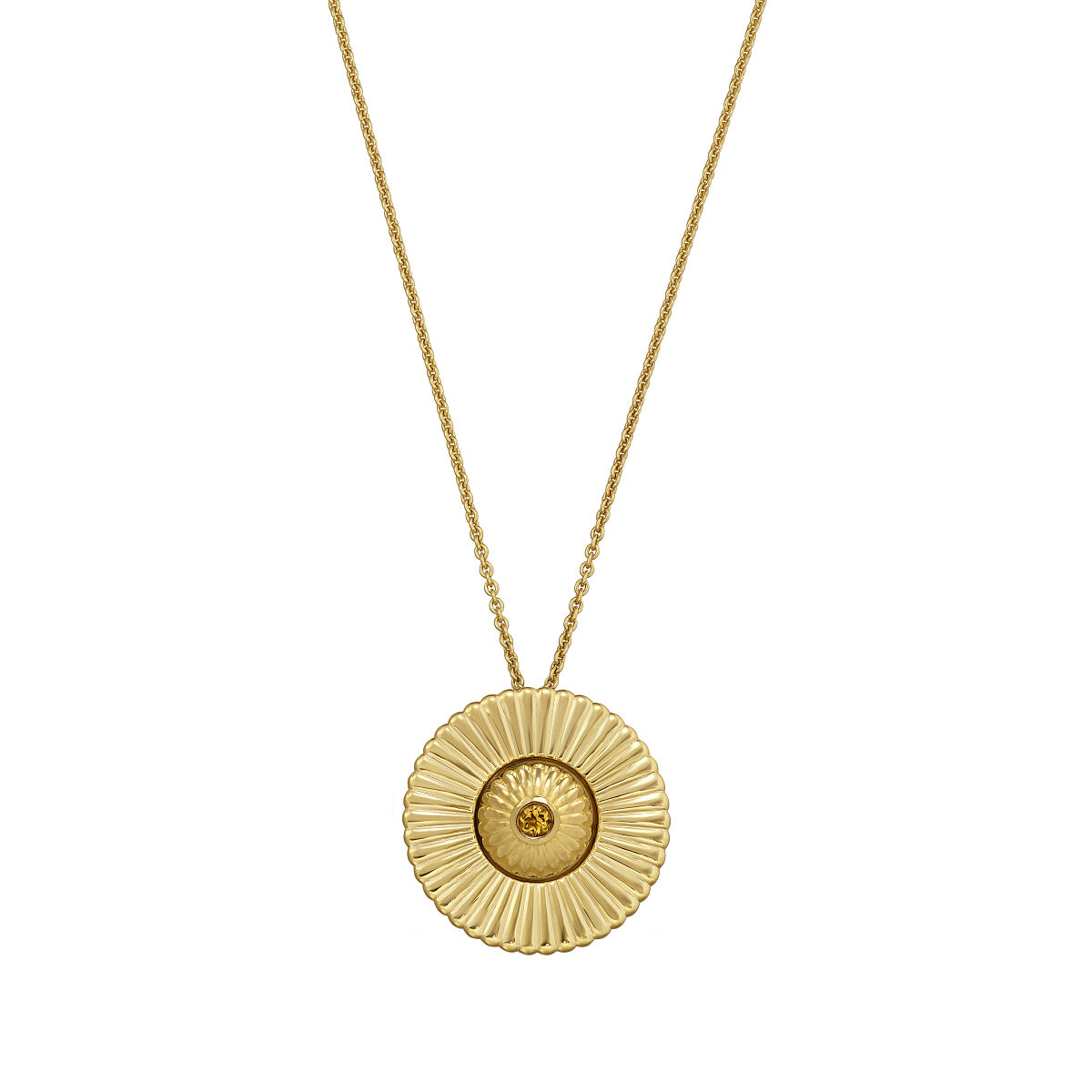ESbD_ Charlotte SUN Scheibe Gelbgold und Kopf Sterlingsilber Gelbgold  vergoldet mit Citrin  