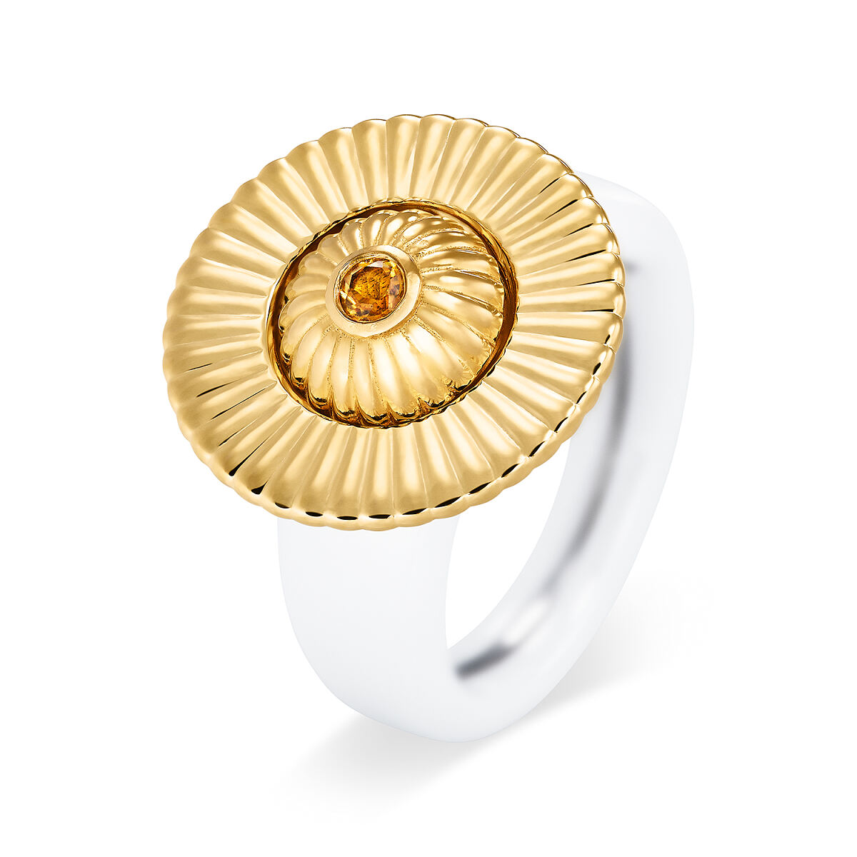 ESbD_ Charlotte SUN Scheibe Gelbgold und Kopf Sterlingsilber Gelbgold  vergoldet mit Citrin