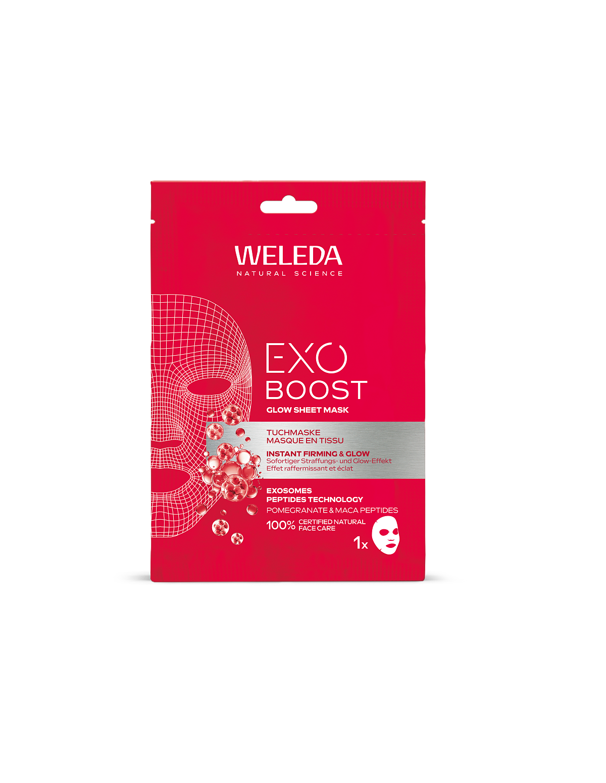 WELEDA_EXO Boost Youth Power Glow Tuchmaske Granatapfel_20ml_4,95€_5,90 CHF