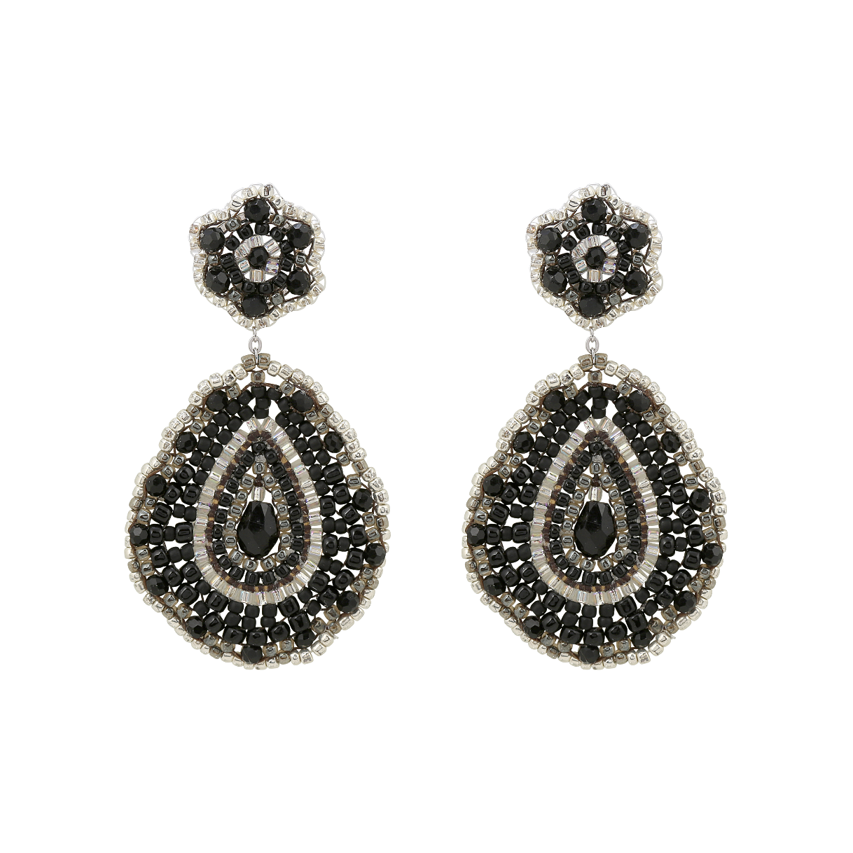 Cajoy_Boho Flower-Tropfen black silver Ohrringe_EUR 119,99_13132580