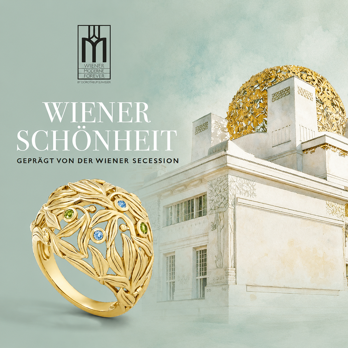 Für seine neue Kollektion WIENER MODERNE FOREVER lässt sich Dorotheum Juwelier von der Kuppel der Secession inspirieren.