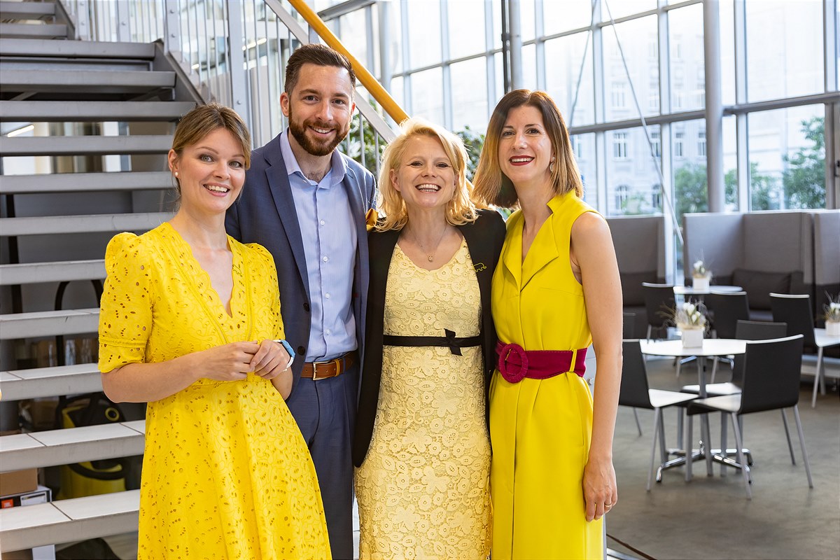 Sichtlich zufrieden über das gelungene Kick-off Event sind die Gelben Elefanten Initiatoren: (v.l.) Cornelia Steidl, Jakob Dalik, Ruth Gabler-Schachermayr und Therese Frank ©Mag.Barbara.Lachner