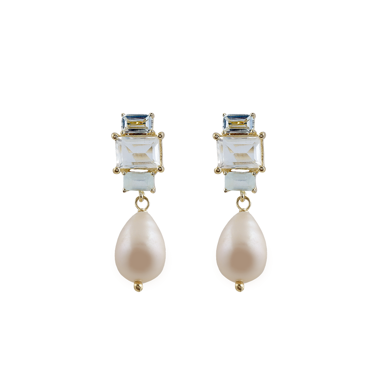Cajoy Perlenohrstecker mit Blue Topaz, Clear Quartz und Milky Aqua, EUR 79,99-1