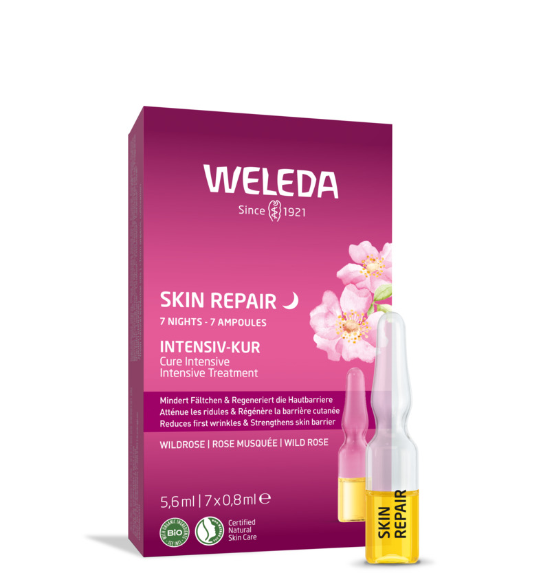  ROSENFRISCHE FÜR EIN STRAHLENDES GESICHT:  DIE WELEDA ANTI-AGING-LINIE MIT WILDROSE & WEIßEM TEE_Intensiv-Kur 