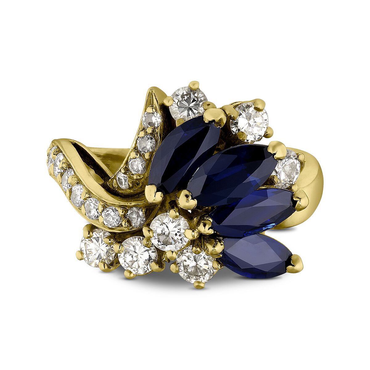 DJ Vintage  Ring Gold 750, Brillanten,   zus. ca. 0,65 ct., Saphire  301-482970