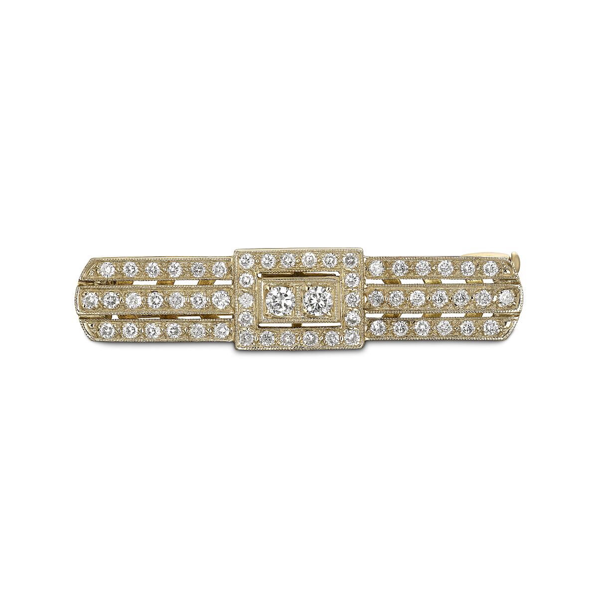 DJ Vintage . Brosche DJ Vintage Brosche Gold _Weißgold 750, Brillanten,   zus. ca. 1,28 ct 301-482320