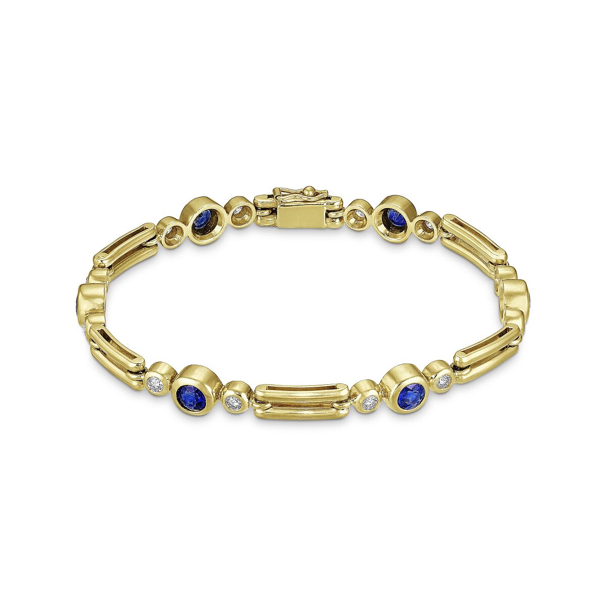 DJ Vintage Armband Gold 750, Brillanten,   zus. ca. 0,70 ct., Saphire, ca. 19 cm 301-482998