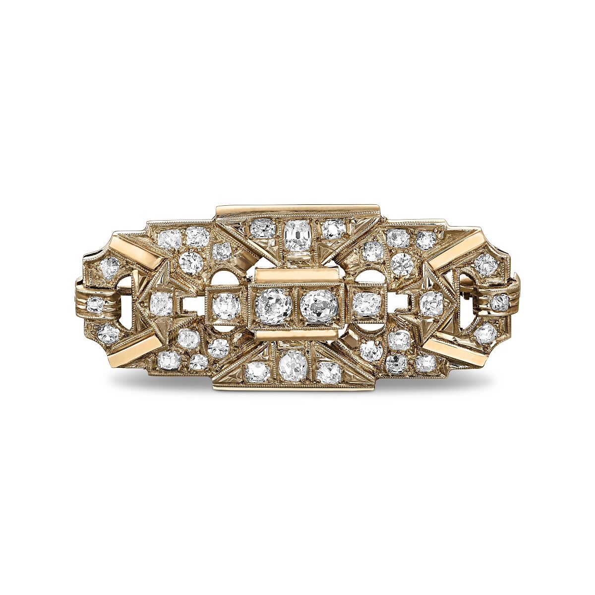 DJ Vintage Brosche Weißgold 585, Diamanten, zus. ca. 1,60 ct., Imitationssteine 301-484082