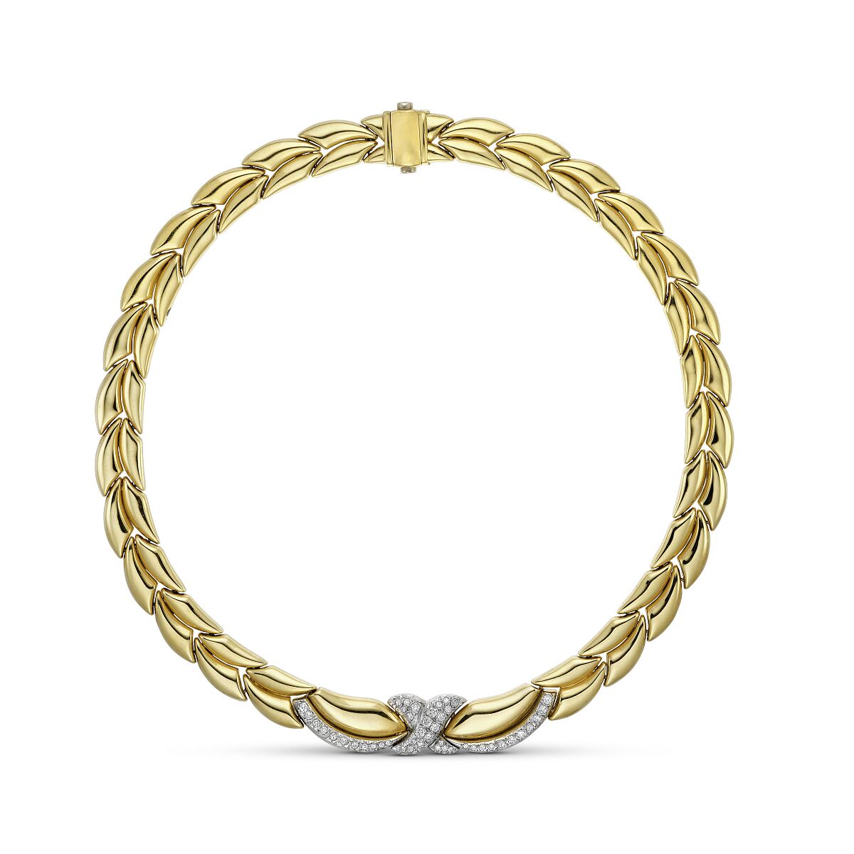 DJ Vintage Collier Gold Weißgold 750, Brillanten,   zus. ca. 0,90 ct., ca. 44 cm  323-040021