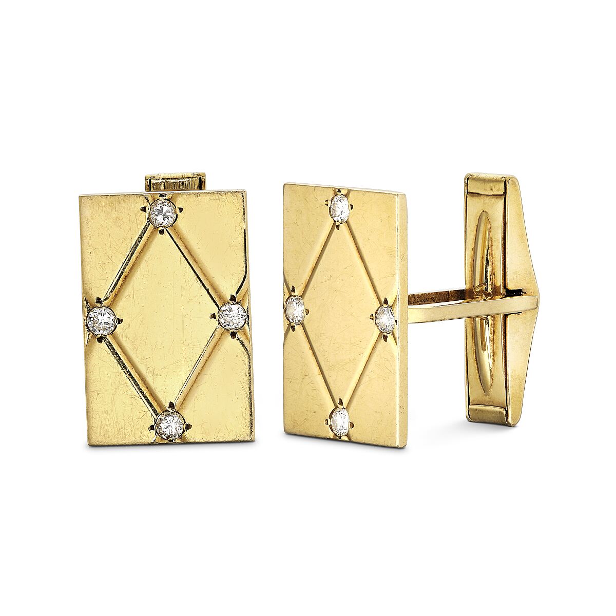 DJ Vintage Manschettenknoepfe Gold 585, Brillanten, zus. ca. 0,30 ct. 301-489184