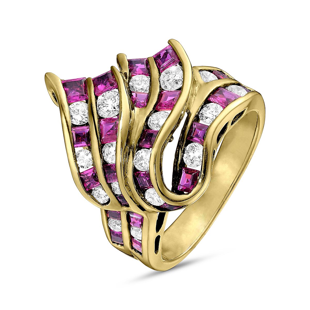 DJ Vintage Ring Gold 750,   Brillanten, zus. ca. 0,60 ct., Rubine  395-366925