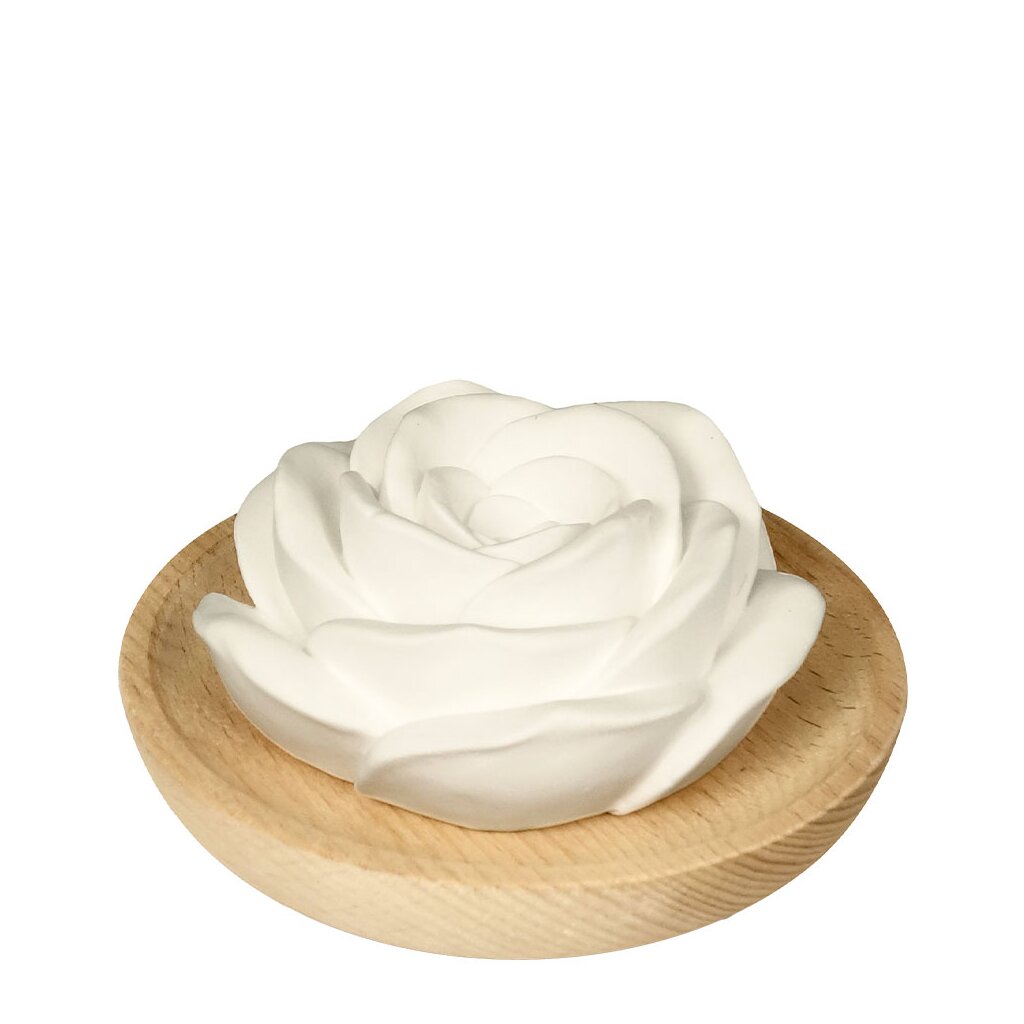 Aromapflege Evelyn Deutsch_Duftstein Rose mit Holzteller_EUR 16,90