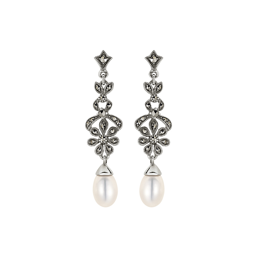 DJ_dargento_Perlen Markasit Ohrringe Silber_925_174140