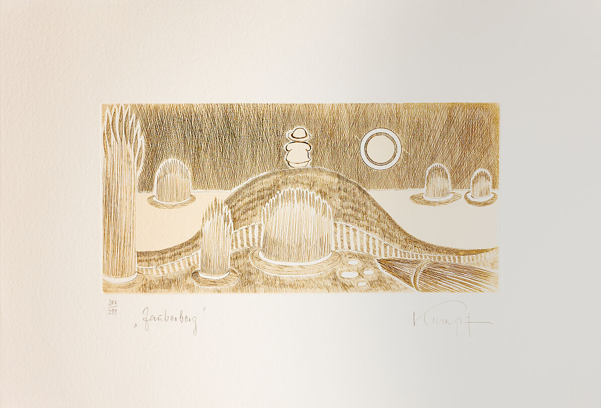 handsignierte und nummerierte Original- Druckgrafik von Gottfried Kumpf - Zauberberg